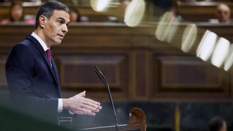 El presidente del Gobierno, Pedro Sánchez, interviene durante la sesión de control al Ejecutivo este miércoles en el Congreso
