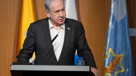 El primer ministro israelí, Benjamín Netanyahu, durante una rueda de prensa en Israel, a 11 de febrero de 2024.
