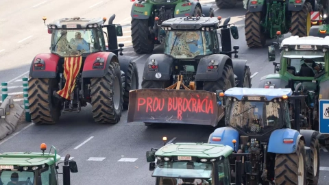 Tractors entrant a Barcelona per la Meridiana