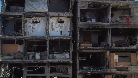 3 de julio de 2024. Un edificio destrozado por la guerra en Gaza el 3 de julio.