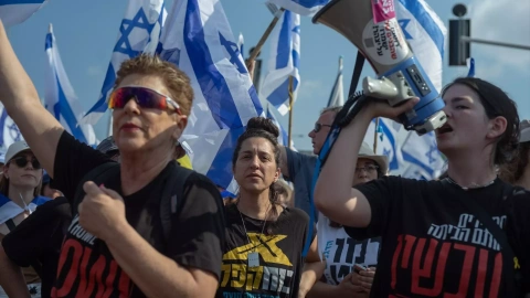 7 de julio de 2024. Manifestación en Israel nueve meses después del inicio de la guerra para pedir responsabilidades a sus políticos.