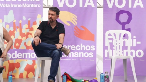 El cofundador de Podemos y exvicepresidente del Gobierno, Pablo Iglesias, durante un acto de campaña por las elecciones europeas, en Málaga, a 6 de junio de 2024.