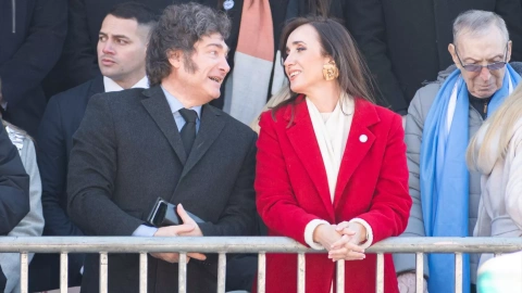 El presidente de Argentina, Javier Milei y la vicepresidenta argentina, Victoria Villarruel, durante un evento en Buenos Aires.
