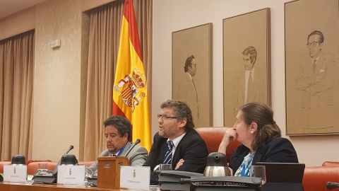 En el centro de la mesa el Relator de la ONU Fabián Salvioli - Alejandro Torrús