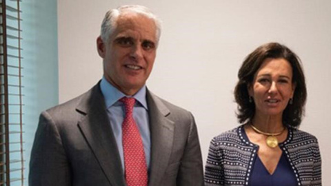 El banquero italiano Andra Orcel con la presidenta del Banco Santander, Ana Botín.