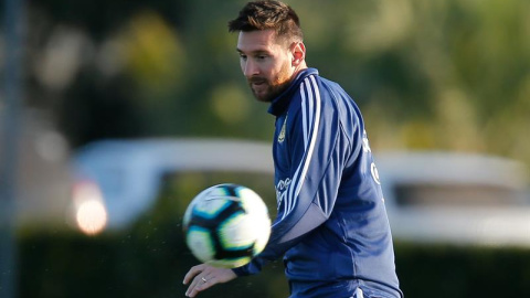 Lionel Messi, durante un entrenamiento con Argentina. - EFE