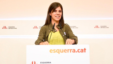 La portaveu i ara secretaria general adjunta d'ERC, Marta Vilalta, en la roda de premsa en què s'han anunciat els resultats del congrés del partit. ERC
