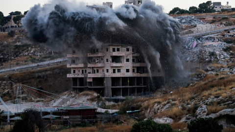 Una de las viviendas palestinas demolidas.- AFP