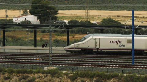 Un pasajero camina para abordar un tren AVE en la estación de Antequera-Santa Ana (Málaga). REUTERS / Jon Nazca