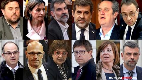 Montaje con los rostros de los líderes independentistas del 1-O y presos del ‘procès’. / EUROPA PRESS