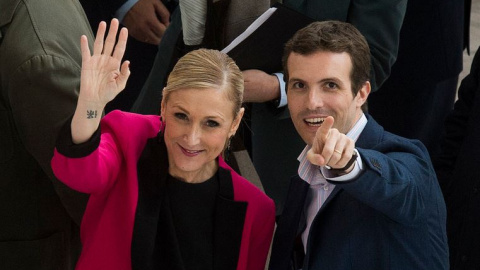 La expresidenta de la Comunidad de Madrid, Cristina Cifuentes, y el actual líder del PP, Pablo Casado. Fuente: PP