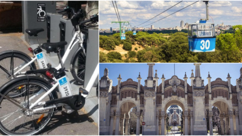 El servicio de BiciMAD, el teleférico y el cementerio de la Almudena de Madrid.