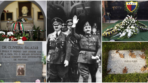 Diferentes tumbas de dictadores del s.XX y la famosa foto del encuentro entre Hitler y Franco.