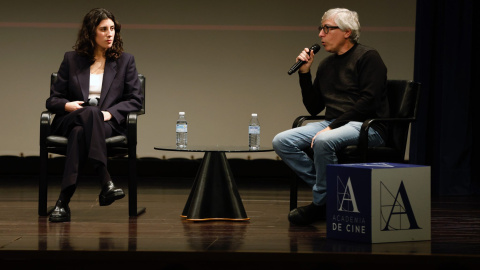 David Trueba y Elena Martín, nominados a los Goya a Mejor Dirección, durante un encuentro con el público de Valladolid. Foto: Fernando Blanco (Academia de Cine) David Trueba y Elena Martín, nominados a los Goya a Mejor Dirección, durante un encuentro con el público de Valladolid. Foto: Fernando Blanco (Academia de Cine)