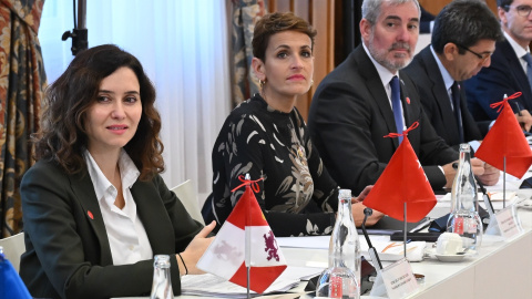 La presidenta de la Comunidad de Madrid, Isabel Díaz Ayuso, la presidenta del Gobierno de Navarra, María Chivite, el presidente del Gobierno de Canarias, Fernando Clavijo, y el presidente de la Generalitat Valenciana, Carlos Mazón, durante la XXVII Conferencia de Presidentes, en el Palacio de la Magdalena, a 13 de diciembre de 2024, en Santander, Cantabria (España). La conferencia se celebra tras más de dos años sin convocarse, en una cita en la que el foco está puesto en la financiación autonómica en Cataluña, aunque el orden del día también incluye vivienda, migración y sanidad.Nacho Cubero / Europa Press13 DICIEMBRE 2024;CONFERENCIA;PRESIDENTES;CCAA;COMUNIDADES AUTÓNOMAS13/12/2024