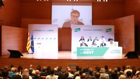 Puigdemont consell nacional Junts Vila-seca Intervenció de Carles Puigdemont en el Consell Nacional de Junts celebrat aquest dissabte, 14 de desembre, a Vila-seca.