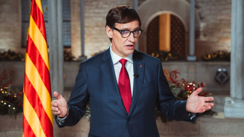 Salvador Illa - discurs de Nadal - 26/12/2024 Salvador Illa a la sala Gòtica del Palau de la Generalitat durant el seu discurs institucional per les festes de Nadal.