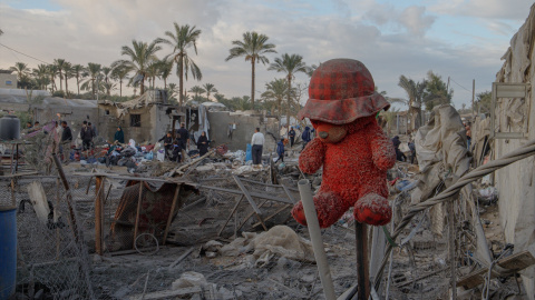 EuropaPress_6388119_december_2024_london_england_united_kingdom_child_was_killed_and_massive Los aviones de guerra de las FDI atacaron un campo de desplazados internos en el área de Mawasi Khan Younis en el sur de la Franja de Gaza, a 5 de diciembre de 2024.