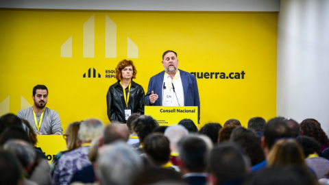 Junqueras i Elisenda Alamany Consell Nacional ERC - 11/01/2025 Elisenda Alamany i Oriol Junqueras en el Consell Nacional d'ERC celebrat aquest dissabte.