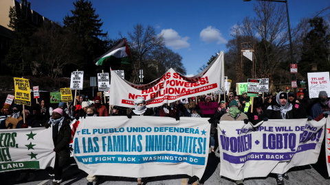 Una protesta celebrada el día de la toma de posesión del presidente estadounidense Donald Trump, en Washington. Una protesta celebrada el día de la toma de posesión del presidente estadounidense Donald Trump, en Washington.