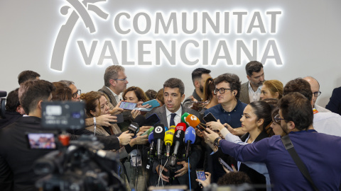 37499994938315d26f0fd35b39a1324117bc098e El president de la Generalitat, Carlos Mazón, realiza declaraciones en la Feria Internacional de Turismo (Fitur) donde se celebra el Acto central de la presencia de la Comunitat Valenciana.