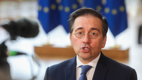 El ministro de Asuntos Exteriores, José Manuel Albares, en Bruselas este lunes. El ministro de Asuntos Exteriores, José Manuel Albares, en Bruselas este lunes.