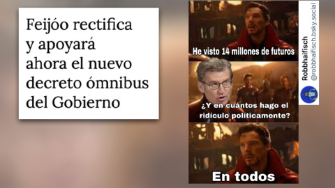 Un meme sobre el papelón de Feijóo con el decreto ómnibus.