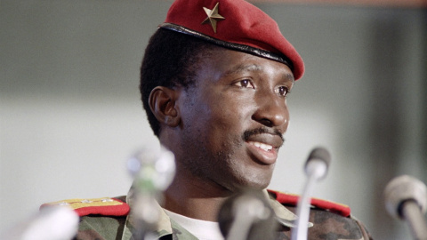 Thomas Sankara Imagen del presidente de Burkina Faso entre 1983 y 1987, Thomas Sankara, en una rueda de prensa