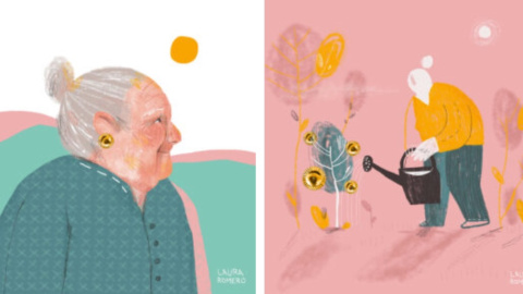 Ilustraciones de Laura Romero, coautora de 'Músicas galegas ilustradas' y bajista de Zënzar, en honor de Josefa de Bastavales.