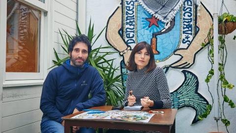 Miguel Paz y Comba Campoy, del Sindicato de Traballadoras e Traballadores do Ensino de Galiza (STEG), este lunes en Santiago.