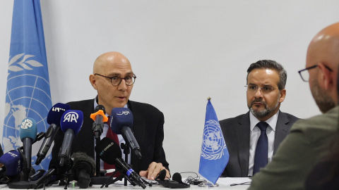 El Alto Comisionado de las Naciones Unidas para los Derechos Humanos, Volker Türk, ofrece una rueda de prensa en Damasco, Siria, el 15 de enero de 2025. El Alto Comisionado de las Naciones Unidas para los Derechos Humanos, Volker Türk, ofrece una rueda de prensa en Damasco, Siria, el 15 de enero de 2025.