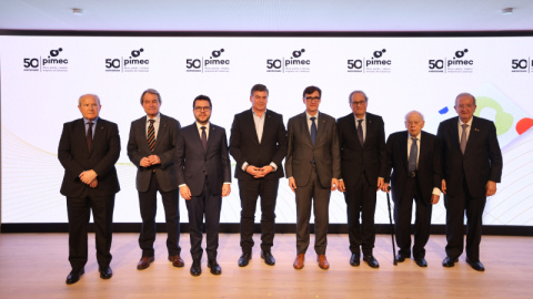 pimec Els expresidents de la Generalitat en l'acte de cloenda de la celebració del 50è aniversari de la patronal Pimec.
