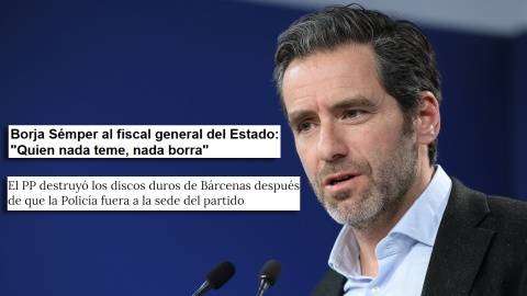 Borja Sémper El portavoz del PP, Borja Sémper, junto a sus declaraciones y un titular que no le deja en buen lugar.