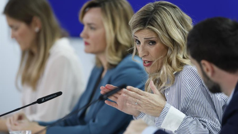 Consejo de Ministros Aagesen, Alegría, Díaz y Bustinduy, este martes en La Moncloa.