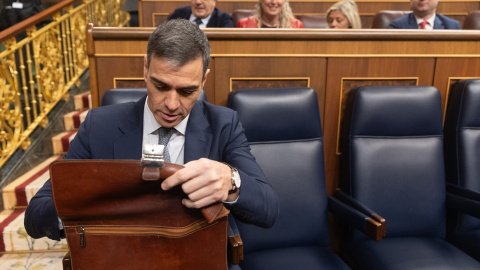 Pedro Sánchez El presidente del Gobierno, Pedro Sánchez, durante la sesión de Control del Congreso de este miércoles, 12 de febrero.