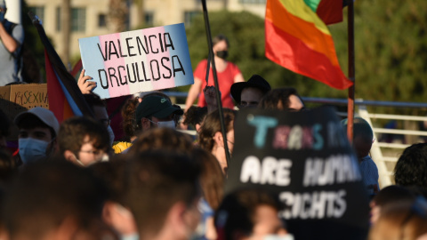 EuropaPress_3814311_centenares_personas_participan_manifestacion_convocada_dia_internacional Centenares de personas participan en una manifestación convocada por el Día Internacional del Orgullo LGTBI, a 28 de junio de 2021, en Valencia, Comunidad Valenciana, (España). Imagen de archivo.