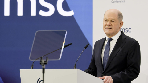 5d731465a23520e87935bc834bab984211ad5a84w El canciller alemán Olaf Scholz habla durante la 61ª Conferencia de Seguridad de Múnich (MSC), en Múnich (Alemania), el 15 de febrero de 2025.