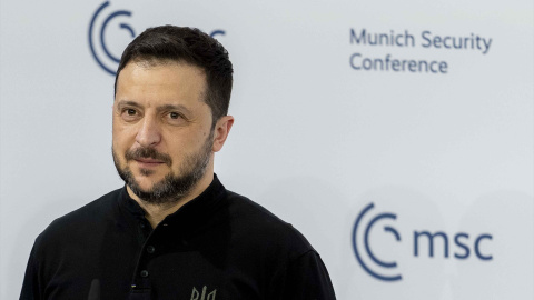 El presidente de Ucrania, Vlodimir Zelenski, este jueves en Munich.