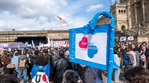 Manifestación por la lengua gallega el 23 de febrero de 2025 en Santiago de Compostela.