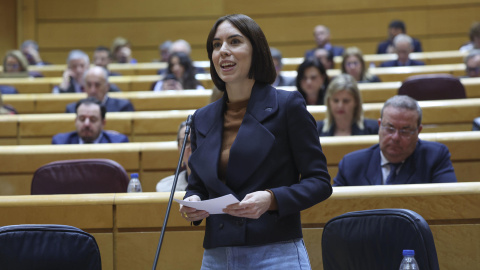 La ministra de Ciencia, Innovación y Universidades, Diana Morant, interviene desde su escaño durante el Pleno celebrado en el Senado este martes La ministra de Ciencia, Innovación y Universidades, Diana Morant, interviene desde su escaño durante el Pleno celebrado en el Senado este martes