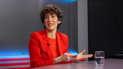 Saiz, durante la entrevista en la redacción de 'Público'.