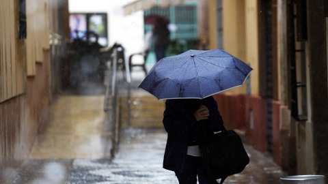 Una persona se protege de la lluvia en Málaga el 13 de marzo de 2025. Una persona se protege de la lluvia en Málaga el 13 de marzo de 2025.