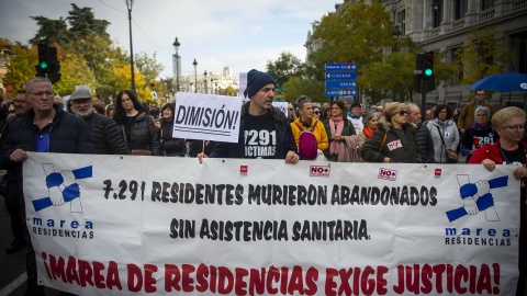 Una manifestación convocada por Marea de Residencias. Imagen de archivo. Una manifestación convocada por Marea de Residencias. Imagen de archivo.