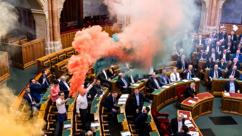 Orgullo Hungría El Parlamento de Hungría, durante la votación que ha prohibido el desfile del Orgullo.