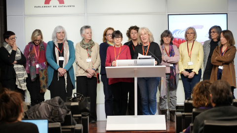 Membres del Grup de suport a les represaliades pel Patronato de Protección a la Mujer, en roda de premsa al Parlament Membres del Grup de suport a les represaliades pel Patronato de Protección a la Mujer, en roda de premsa al Parlament