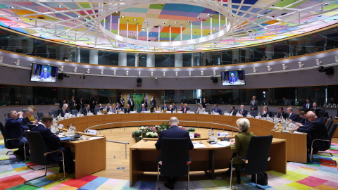 Vista de la reunión del Consejo Europeo, en Bruselas. Vista de la reunión del Consejo Europeo, en Bruselas.