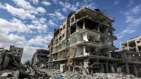 Vista general de las casas destruidas en la zona de Shaboura, en el centro de la ciudad de Rafah en una imagen de archivo.