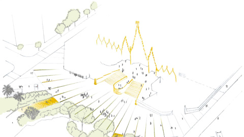 Dibuix de la plaça davant la Sagrada Família