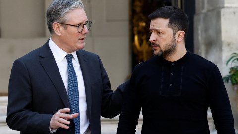Volodymyr Zelenskiy con Keir Stamer en París el 27 de marzo de 2025. Volodymyr Zelenskiy con Keir Stamer en París el 27 de marzo de 2025.