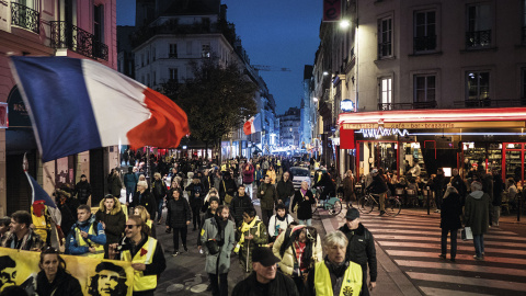 Manifestación por el sexto aniversario de los chalecos amarillos en París. Francia,16 de noviembre de 2024.